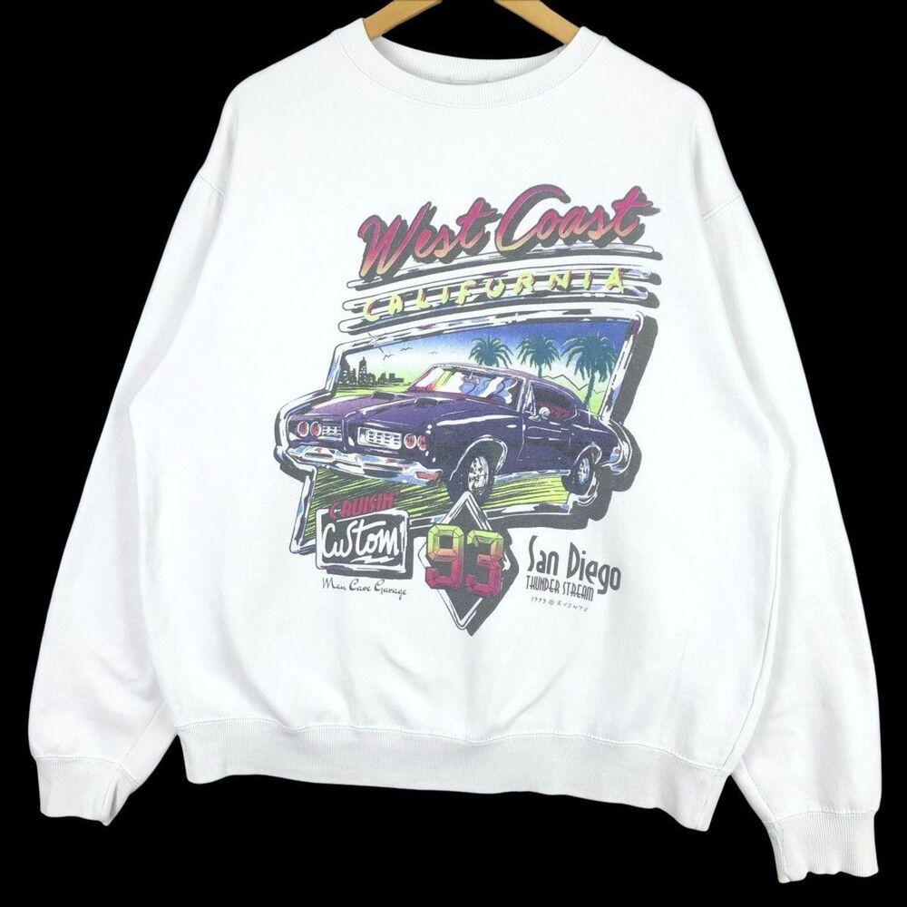 John Galt Crewneck Sweatshirt One Size West Coast San Diego Car Graphic White